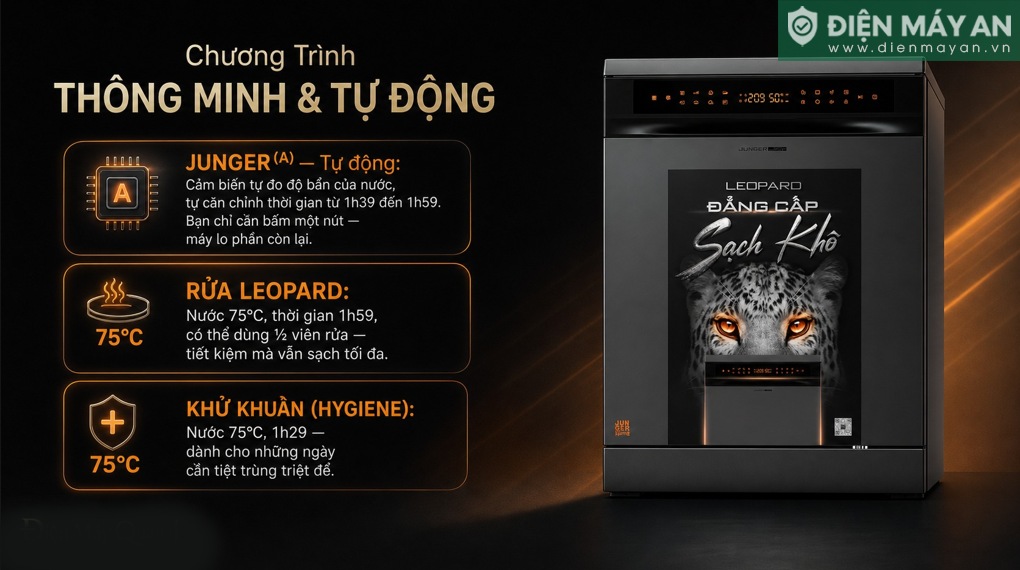 Máy rửa bát độc lập Junger Leopard DWJ-153-PRO

